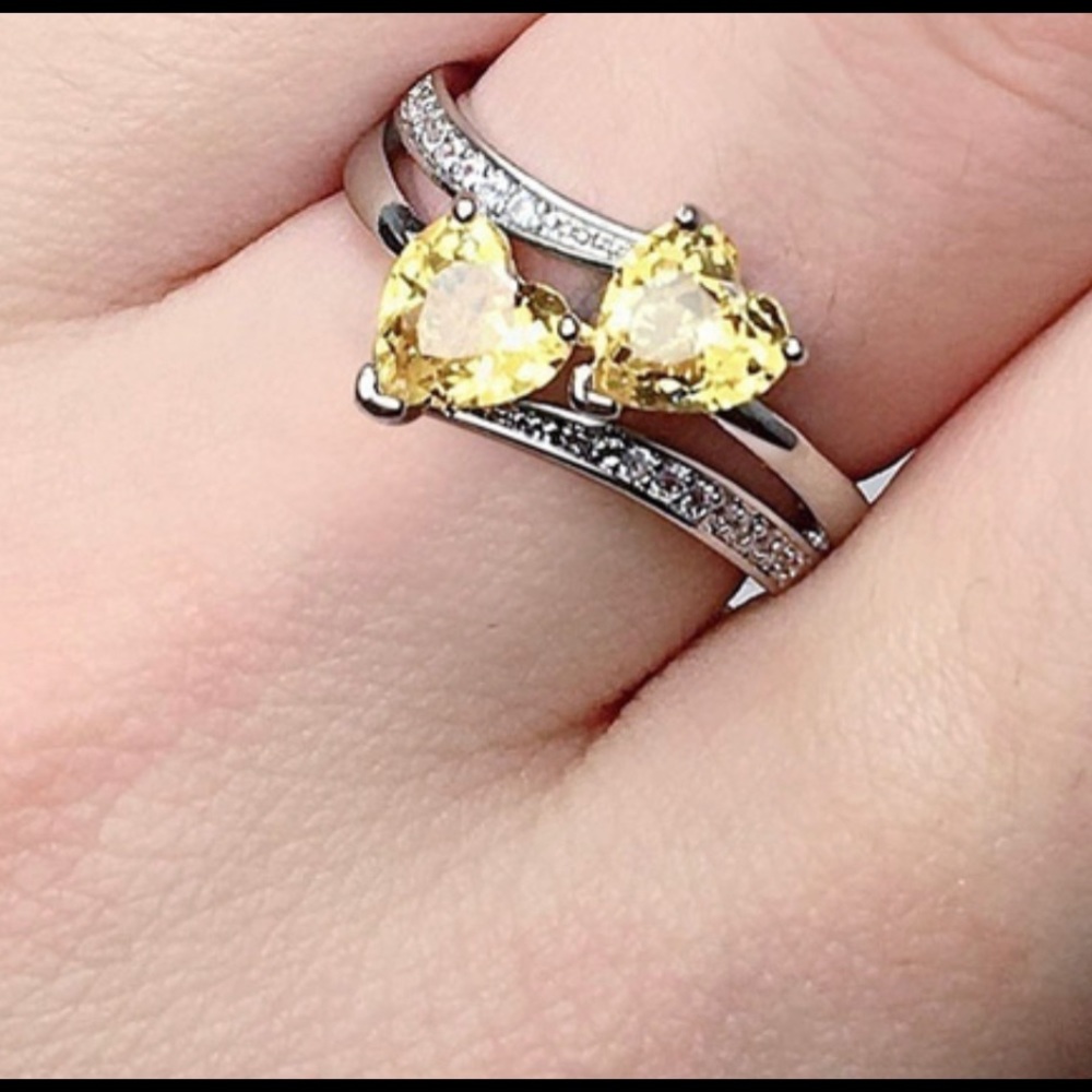 Heart Citrine November Birthstone Ring